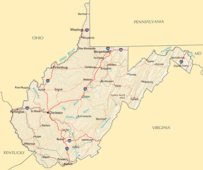 Download PDF map of West Virginia